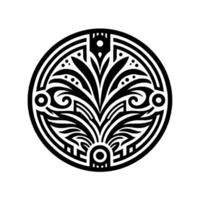 Abstract Black White Circular with Floral and Geometric Elements vector