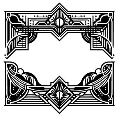 Art Deco Ornament Frame, Black and White