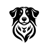 Elegant Black and White Dog Minimalist Aussie Shepherd vector