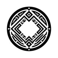 Intricate Black and White Geometric , Round Pattern, Tribal Style vector