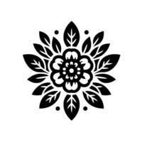 Black and White Floral Mandala Pattern on White Background vector