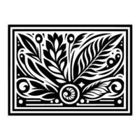 Geometric Black and White Floral in Rectangular Frame vector
