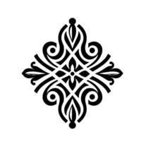 Ornate Black and White Floral , Pattern on White Background vector