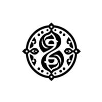 Intricate Celtic Knotwork Monogram , Black and White, Isolated vector