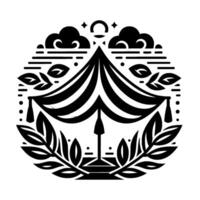 Minimalist Circus Tent Emblem Black White Illustration vector