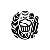 Bakery Black and White Baking in Circular vector