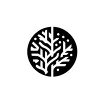 Abstract Tree Minimalist in Black and White, Modern Branding vector
