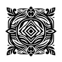 Intricate Black and White Ornamental , Geometric Pattern, Mandala vector