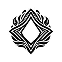 Geometric Floral Frame Element, Black and White Decorative vector