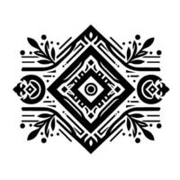 Geometric Black White Ornamental with Botanical Elements vector