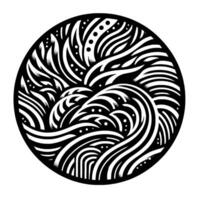 Abstract Black and White Wave Pattern in a Circle vector