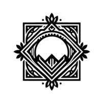 Intricate Geometric Emblem in Black White Element vector