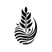 Symbolic Abstract Wheat Stalk Waves, Black White vector