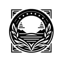Abstract nature black and white with mountains and leaves vector