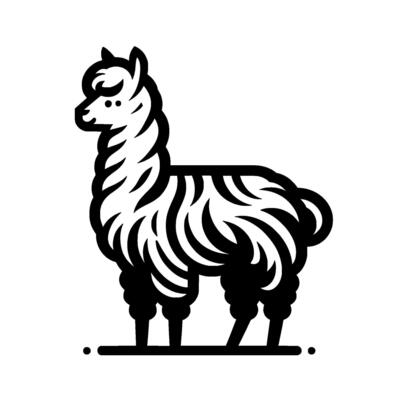 Modern black and white llama