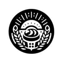 Minimalist emblem wheat, wave, circle, black white, elegant vector