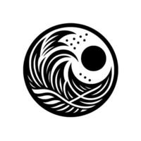 Abstract black and white circular natureinspired vector