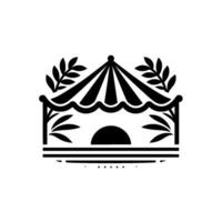 Black and white carousel with laurel accents vector