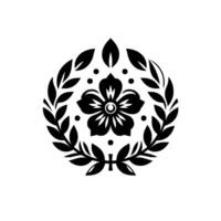Black floral crest elegant , minimalist silhouette, versatile for branding vector