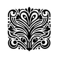 Intricate black and white ornamental element vector