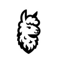 Modern minimalist llama black white , branding element vector
