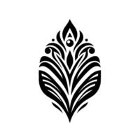 Black and white floral ornament decorative element, illustration vector