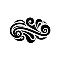 Abstract black white swirl ornamental pattern, decorative vector