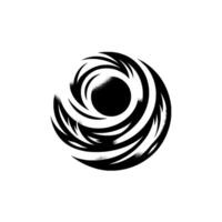 Abstract swirl circle in black and white, grungy texture vector