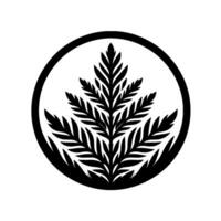 Geometric leaf emblem minimalist black white vector