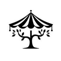 Black and white carousel tree minimalist for events branding vector