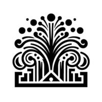 Decorative black and white element abstract floral motif vector