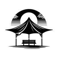 Abstract black white park shelter with palm frond arch vector
