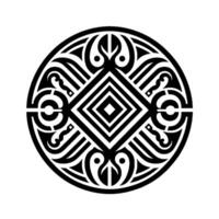Black and white geometric circle , abstract ornamental pattern vector