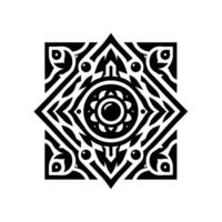 Geometric black and white pattern with starburst center vector