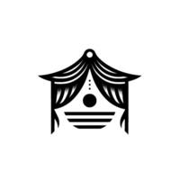 Abstract black white tent illustration, minimalist, geometric vector