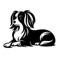 Elegant black and white dog calm pose and minimalist vector
