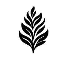 Minimalist black leaf on white elegant for branding vector