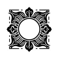 Elegant black and white ornate frame element with circle center vector