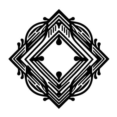 Geometric art deco ornament, black white, stylish