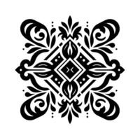 Ornate black and white floral pattern elegant element vector