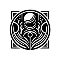 Abstract geometric emblem black white symbol on white background vector