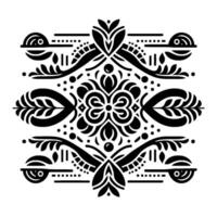 Symmetrical black and white floral pattern elegant element vector