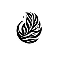Abstract feather black and white vector