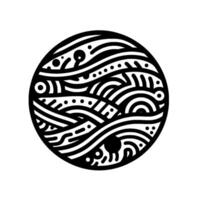 Abstract black and white circular pattern , zenlike, illustration vector