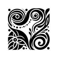 Elegant black white floral scrollwork vector