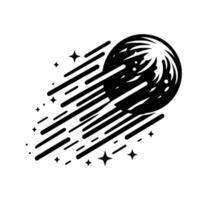 Black and white comet illustration, space vector