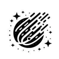 Abstract space comet , black and white silhouette vector