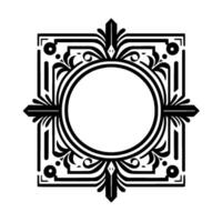 Elegant black and white decorative frame with circular center vector