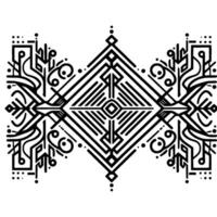 Abstract geometric symmetry in black and white vector