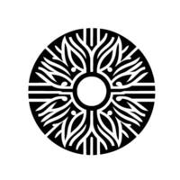 Abstract geometric tree circle, black and white vector